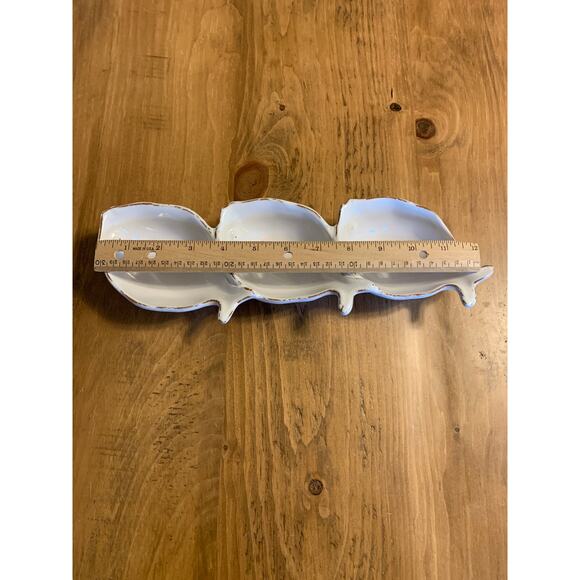 VIETRI Pesce Bianco White Fish Shape 3-part Relish Condiment Dish Cucina Fresca - Picture 2 of 9